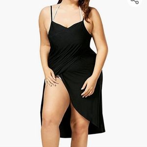 Beach black wrap coverup dress